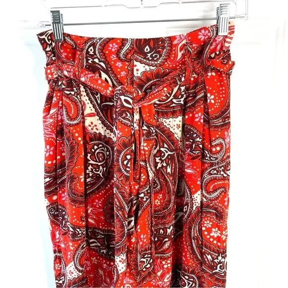 Free People Wide Leg High Waist Boho Tie Waist Paisley Pants Size Small - Picture 13 of 13